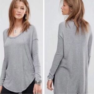 Free People Womens Size S Gray Ventura Pullover Thermal Pullover Sweater Stretch